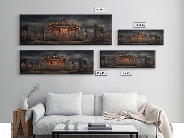 The Abandoned Carnival, Extra Wide Wall Art, Dark Fantasy Wall Art, Canvas Print, Halloween Wall Decor, Gothic Home Decor