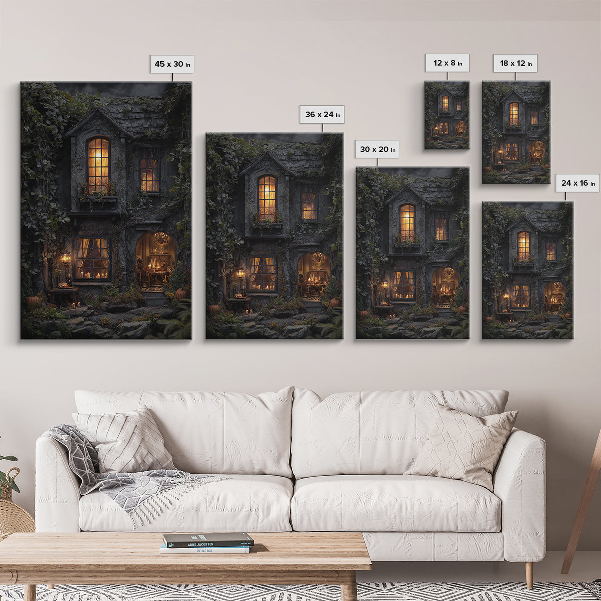 The Haunted Manor, Vertical Wall Art, Haunted Gothic Art, Framed Canvas Print, Halloween Wall Decor, Gothic Home Decor, Statement Wall Art