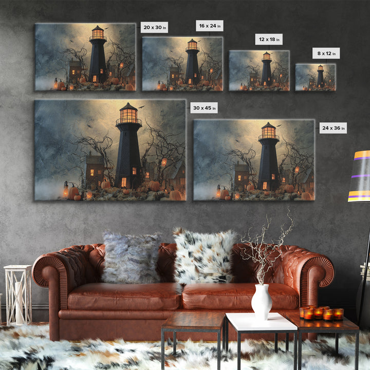 The Cursed Lighthouse, Landscape Wall Art, Dark Fantasy Wall Art, Canvas Print, Halloween Wall Decor, Gothic Home Decor, Horror Wall Art