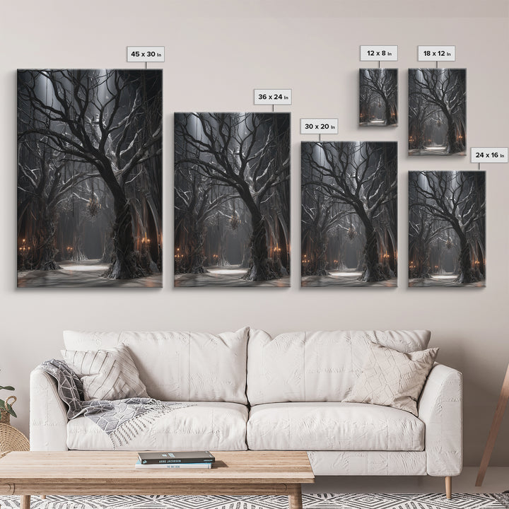 The Witch'S Forest, Vertical Wall Art, Gothic Horror Wall Art, Framed Canvas Print, Halloween Wall Decor, Gothic Home Decor