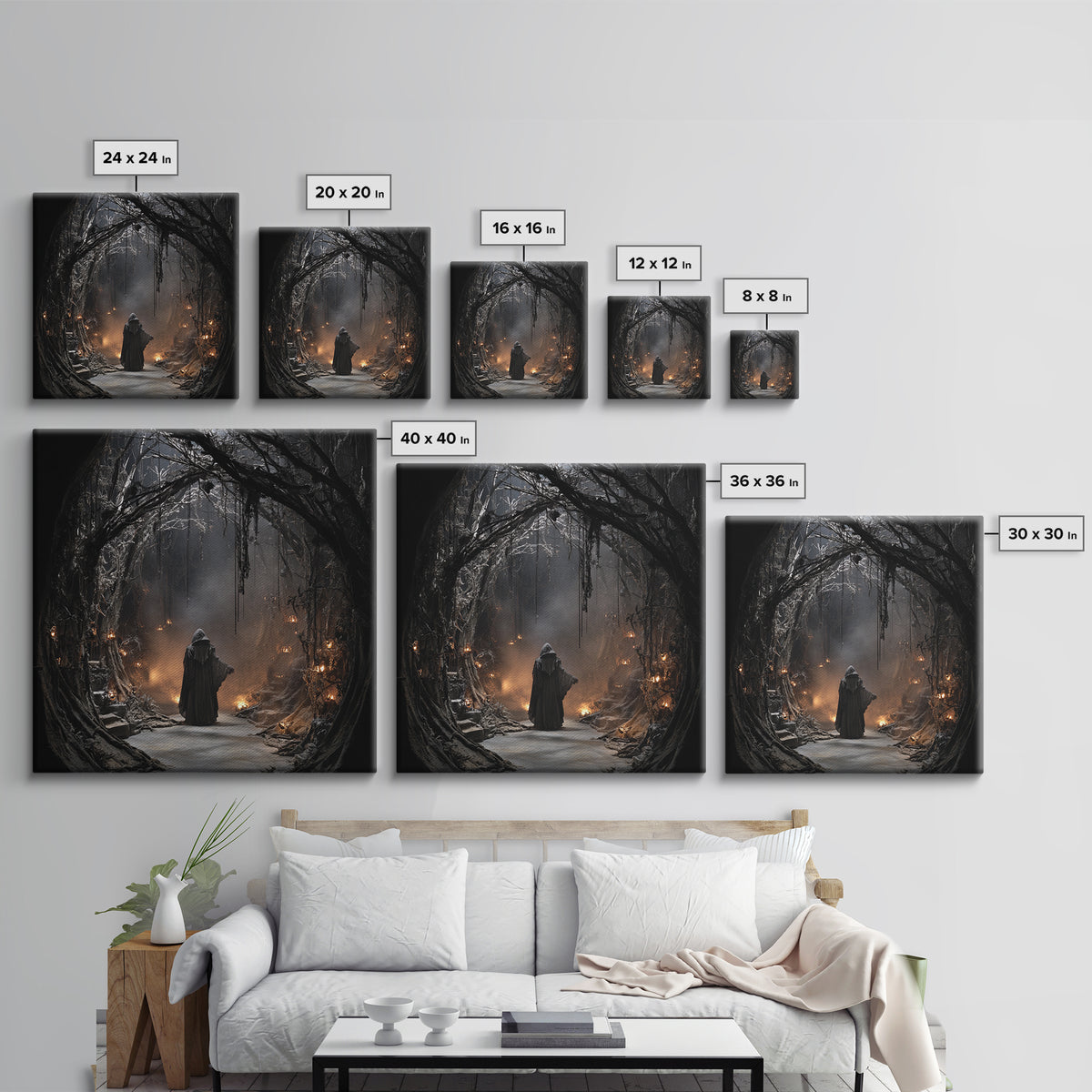 The Witch'S Forest, Square Wall Art, Dark Fantasy Wall Art, Canvas Print, Halloween Wall Decor, Gothic Home Decor, Macabre Wall Art