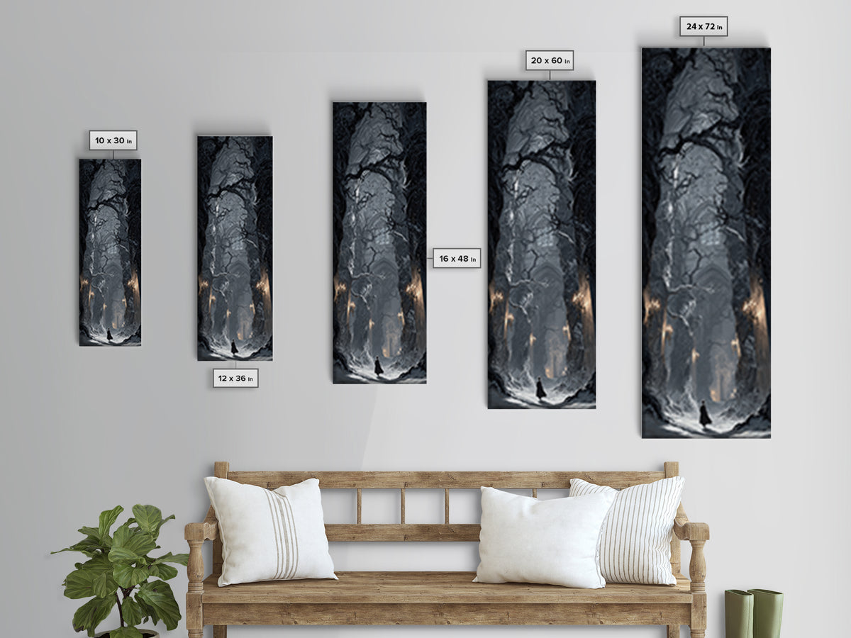 The Witch'S Forest, Tall Narrow Wall Art, Dark Fantasy Wall Art, Canvas Print, Halloween Wall Decor, Gothic Home Decor, Statement Wall Art