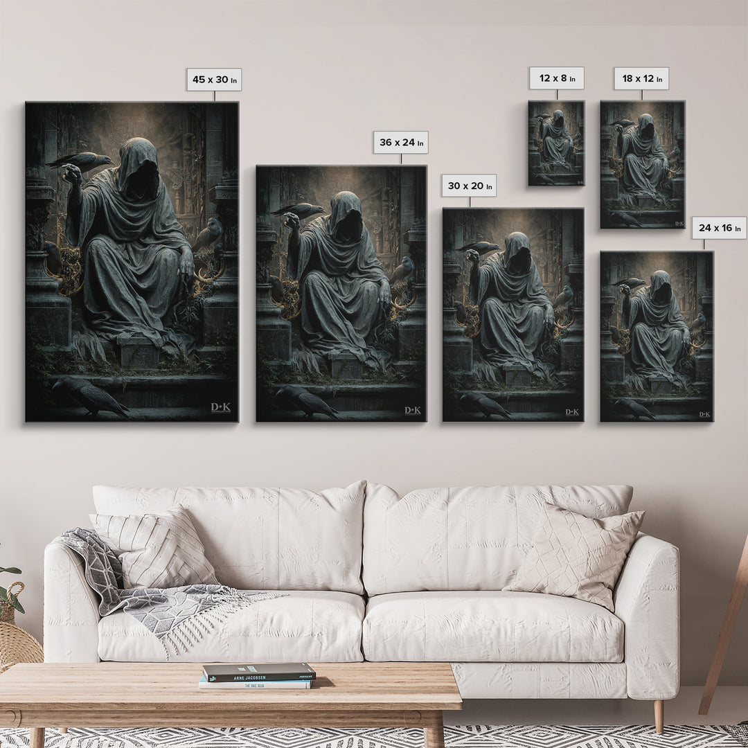 The Forgotten Crypt, Vertical Wall Art, Macabre Wall Art, Framed Canvas Print, Halloween Wall Decor, Gothic Home Decor, Seasonal Home Decor