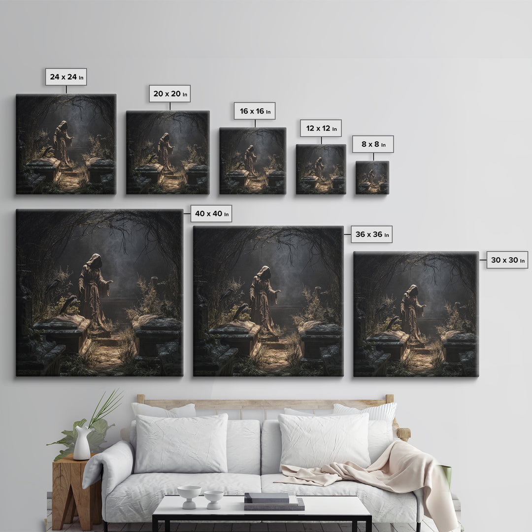 The Forgotten Crypt, Square Wall Art, Dark Halloween Decor, Canvas Print, Halloween Wall Decor, Gothic Home Decor, Horror Wall Art