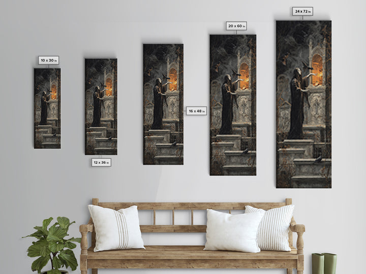 The Forgotten Crypt, Tall Narrow Wall Art, Macabre Wall Art, Framed Canvas Print, Halloween Wall Decor, Gothic Home Decor, Spooky Wall Decor