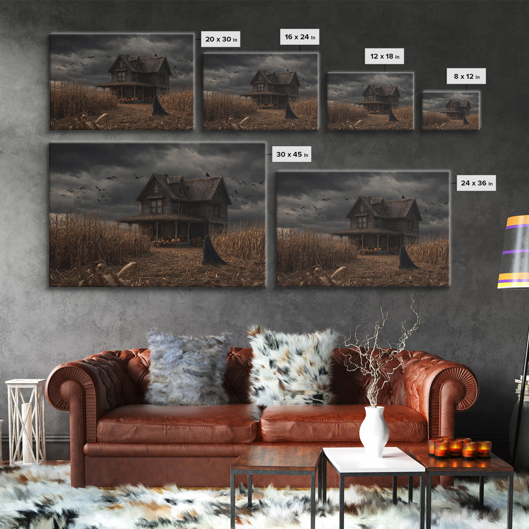The Possessed Farmhouse, Landscape Wall Art, Dark Halloween Decor, Canvas Print, Halloween Wall Decor, Gothic Home Decor, Macabre Wall Art
