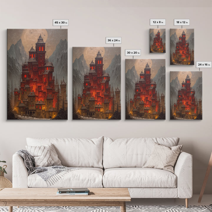 The Vampire Castle, Vertical Wall Art, Dark Fantasy Wall Art, Canvas Print, Halloween Wall Decor, Gothic Home Decor, Dark Fantasy Art
