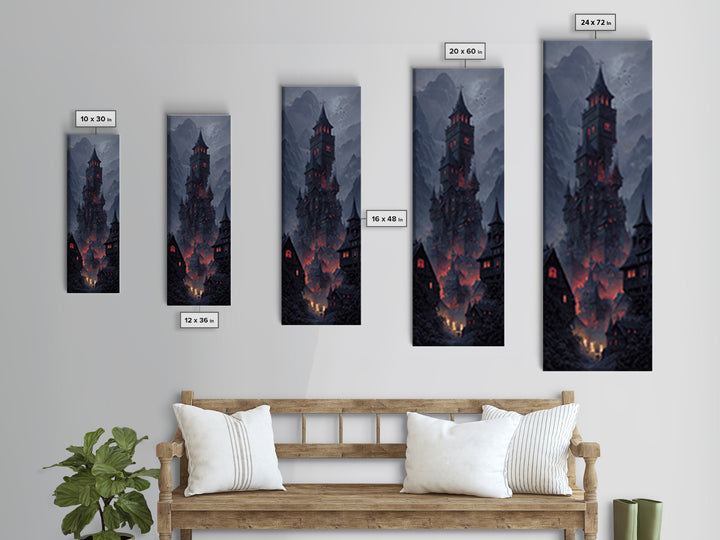 The Vampire Castle, Tall Narrow Wall Art, Spooky Home Decor, Canvas Print, Halloween Wall Decor, Gothic Home Decor, Halloween Wall Art