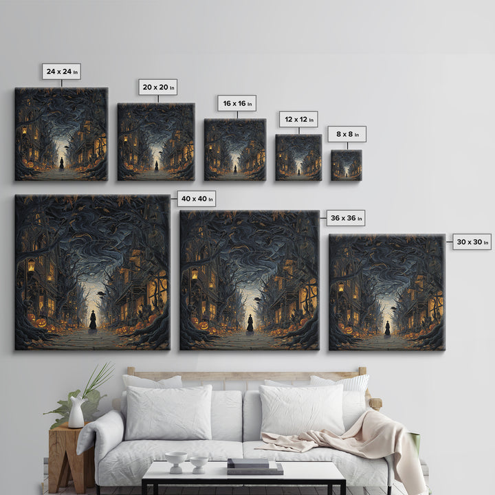 The Ghost Town Main Street, Square Wall Art, Spooky Home Decor, Canvas Print, Halloween Wall Decor, Gothic Home Decor