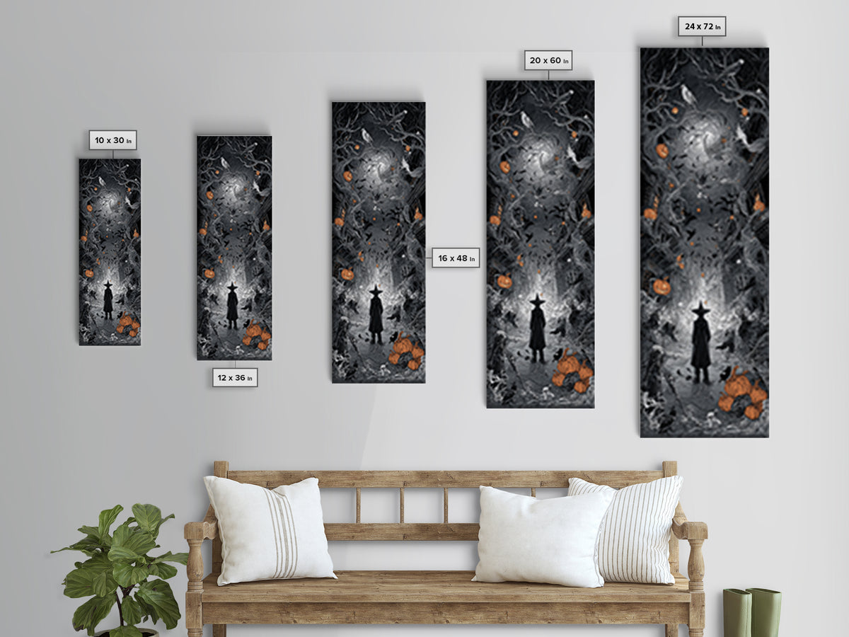 The Ghost Town Main Street, Tall Narrow Wall Art, Dark Fantasy Wall Art, Canvas Print, Halloween Wall Decor, Gothic Home Decor