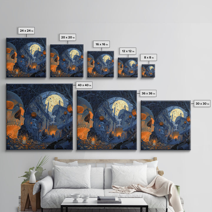 The Endless Catacombs, Square Wall Art, Haunted Gothic Art, Framed Canvas Print, Halloween Wall Decor, Gothic Home Decor, Dark Fantasy Art