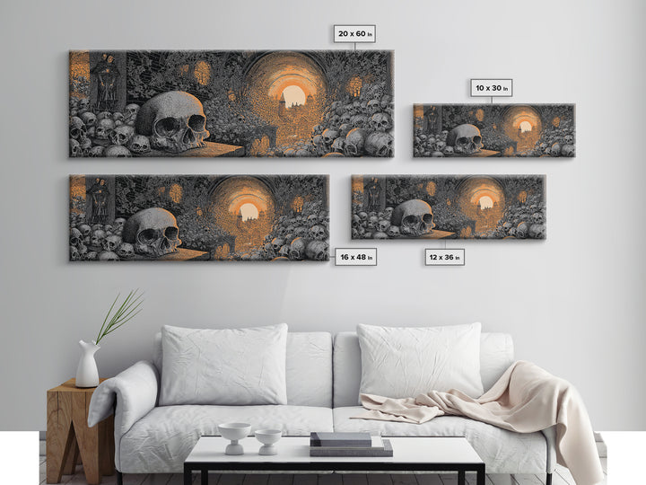 The Endless Catacombs, Extra Wide Wall Art, Dark Halloween Decor, Canvas Print, Halloween Wall Decor, Gothic Home Decor