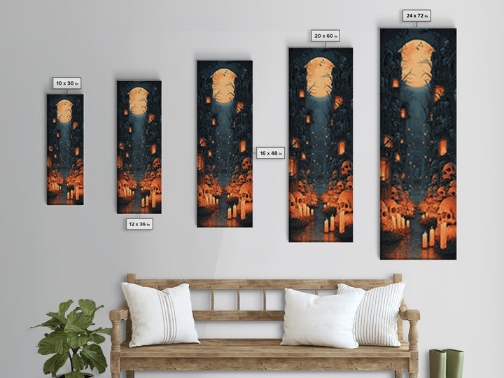 The Endless Catacombs, Tall Narrow Wall Art, Spooky Home Decor, Canvas Print, Halloween Wall Decor, Gothic Home Decor, Spooky Wall Decor