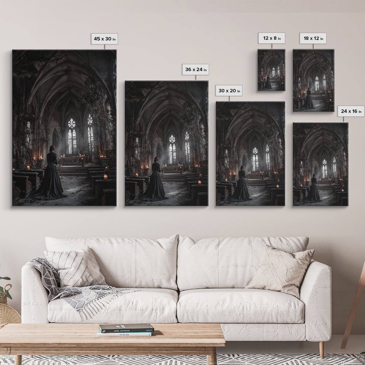 The Overgrown Chapel, Vertical Wall Art, Macabre Wall Art, Framed Canvas Print, Halloween Wall Decor, Gothic Home Decor, Spooky Wall Decor