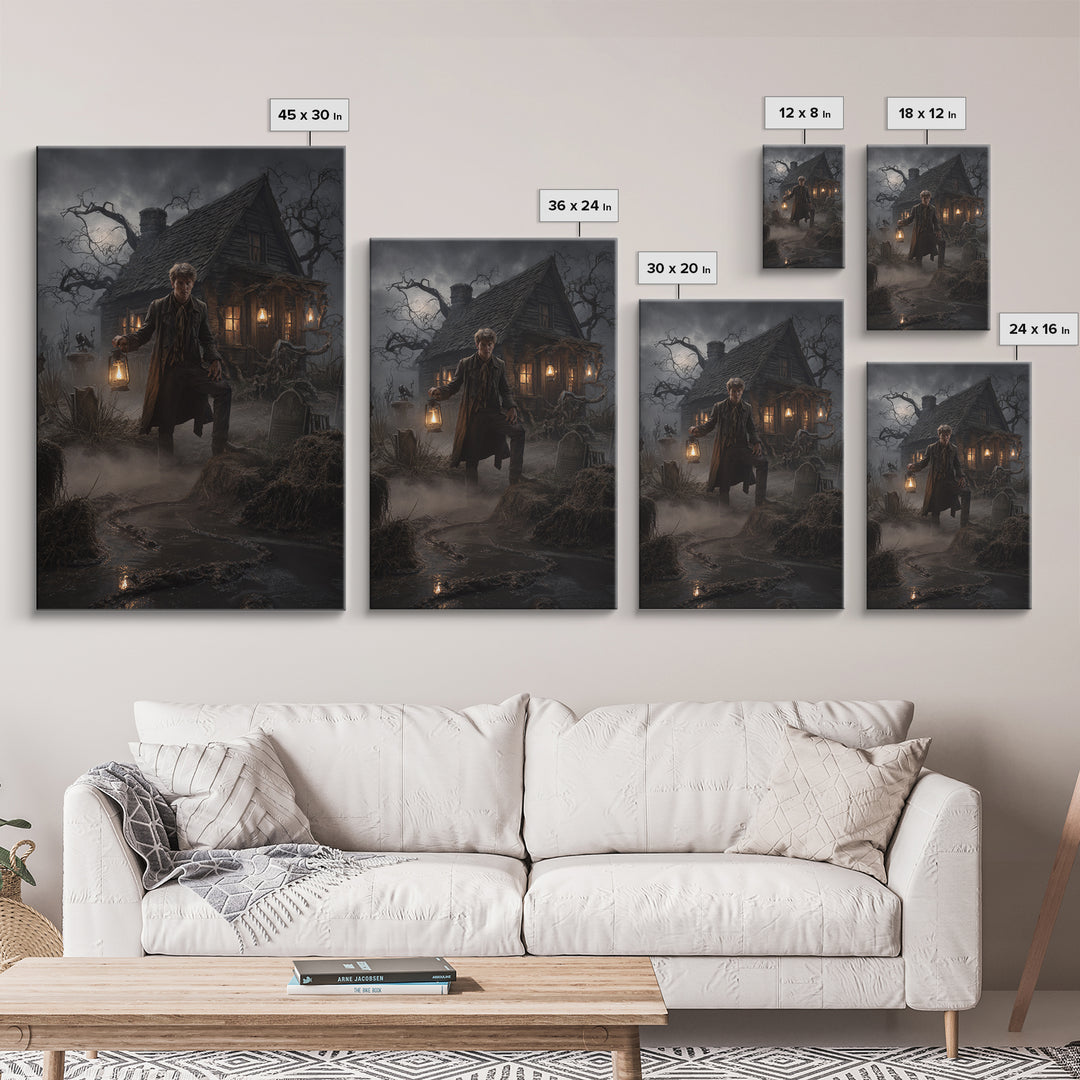 The Foggy Swamp Shack, Vertical Wall Art, Spooky Home Decor, Canvas Print, Halloween Wall Decor, Gothic Home Decor, Seasonal Home Decor