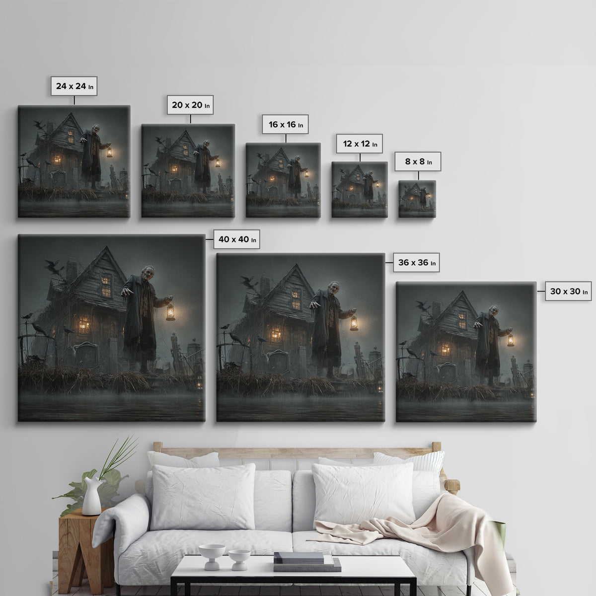 The Foggy Swamp Shack, Square Wall Art, Haunted Gothic Art, Framed Canvas Print, Halloween Wall Decor, Gothic Home Decor, Spooky Wall Decor