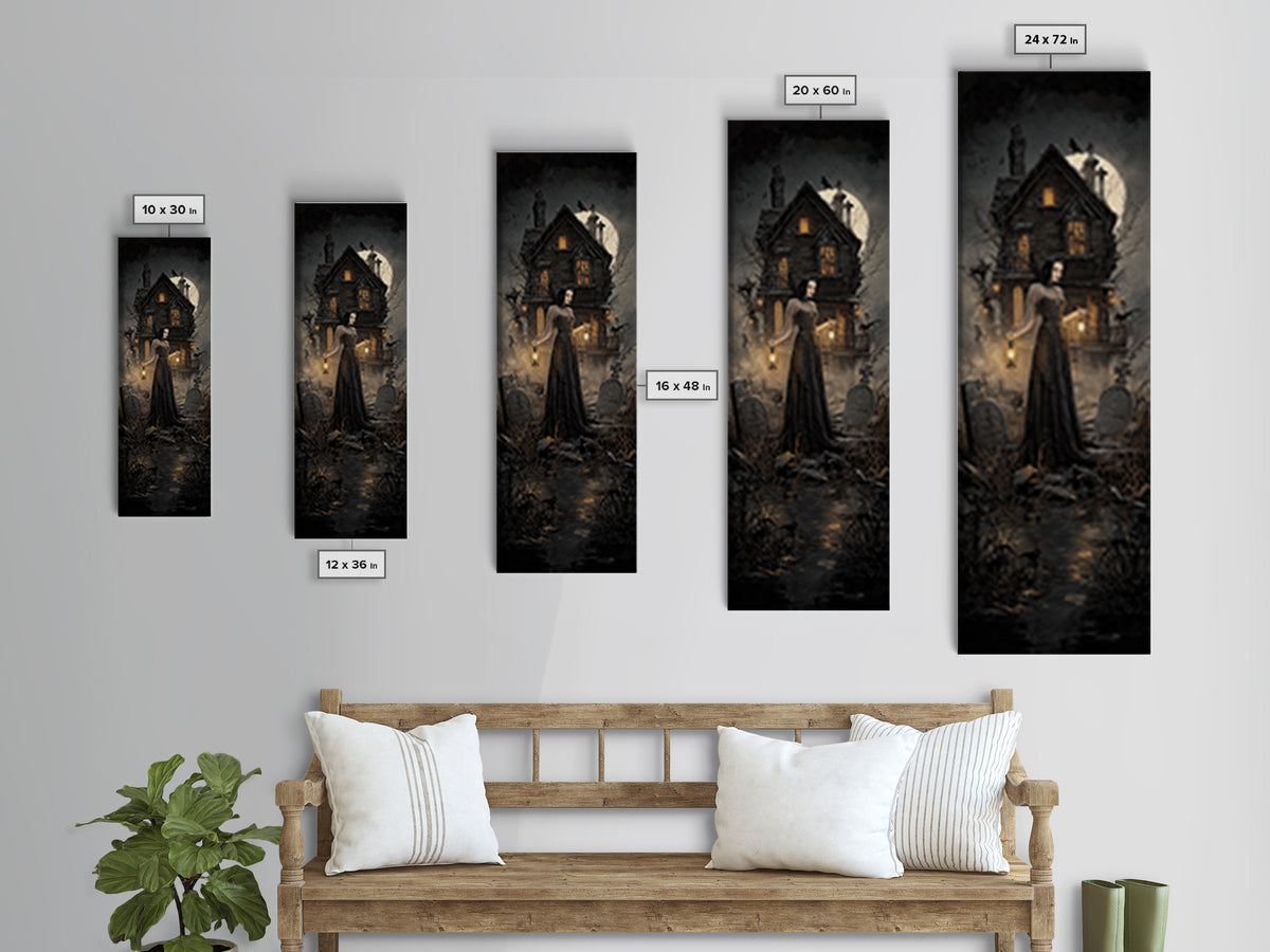 The Foggy Swamp Shack, Tall Narrow Wall Art, Spooky Home Decor, Canvas Print, Halloween Wall Decor, Gothic Home Decor, Macabre Wall Art