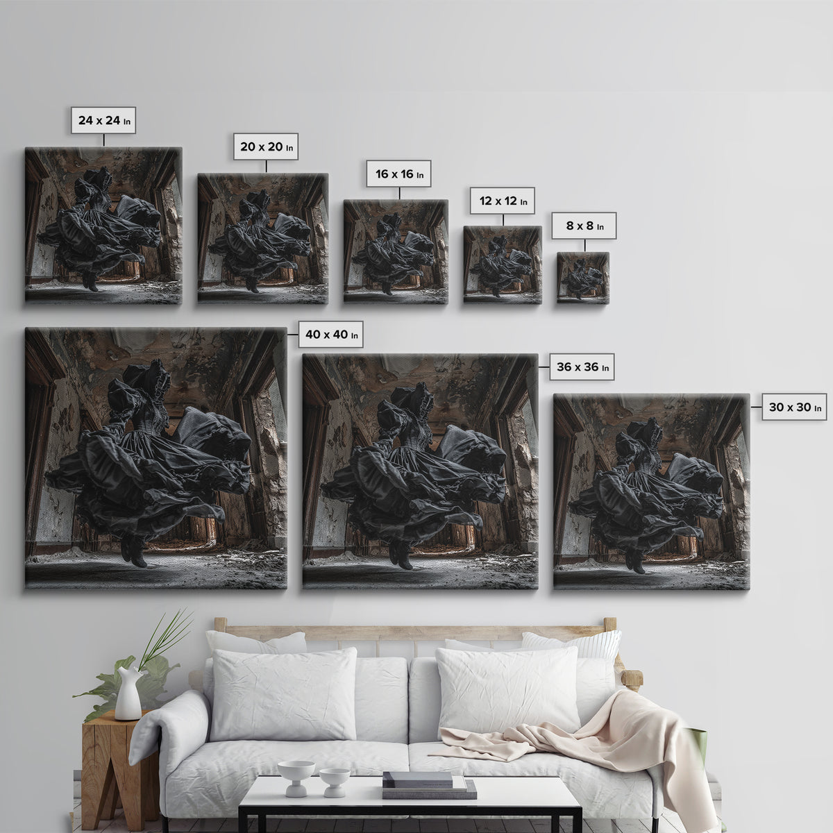 The Derelict Asylum, Square Wall Art, Dark Halloween Decor, Canvas Print, Halloween Wall Decor, Gothic Home Decor, Dark Fantasy Art