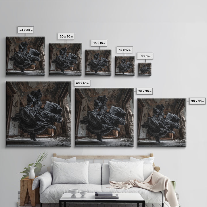 The Derelict Asylum, Square Wall Art, Dark Halloween Decor, Canvas Print, Halloween Wall Decor, Gothic Home Decor, Dark Fantasy Art