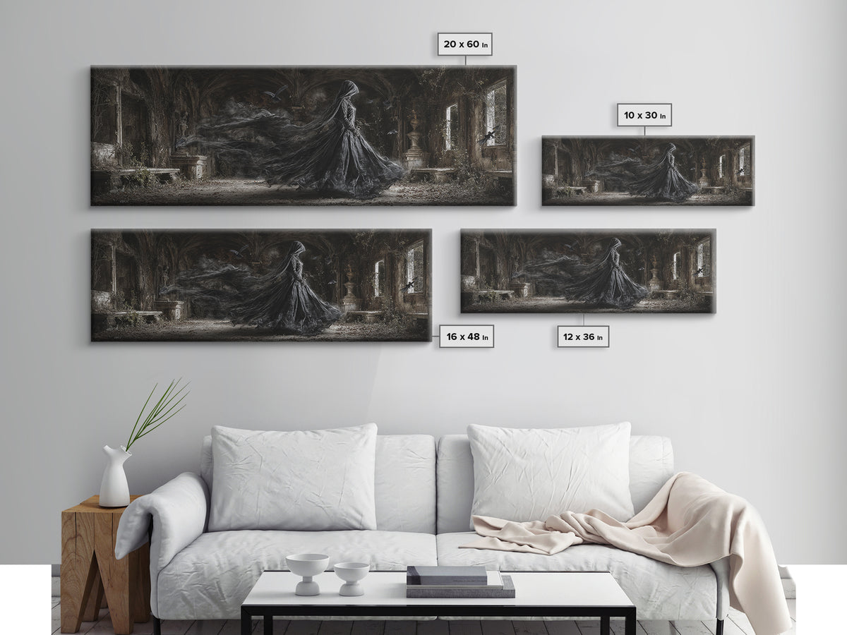 The Derelict Asylum, Extra Wide Wall Art, Spooky Home Decor, Canvas Print, Halloween Wall Decor, Gothic Home Decor, Collectible Wall Decor