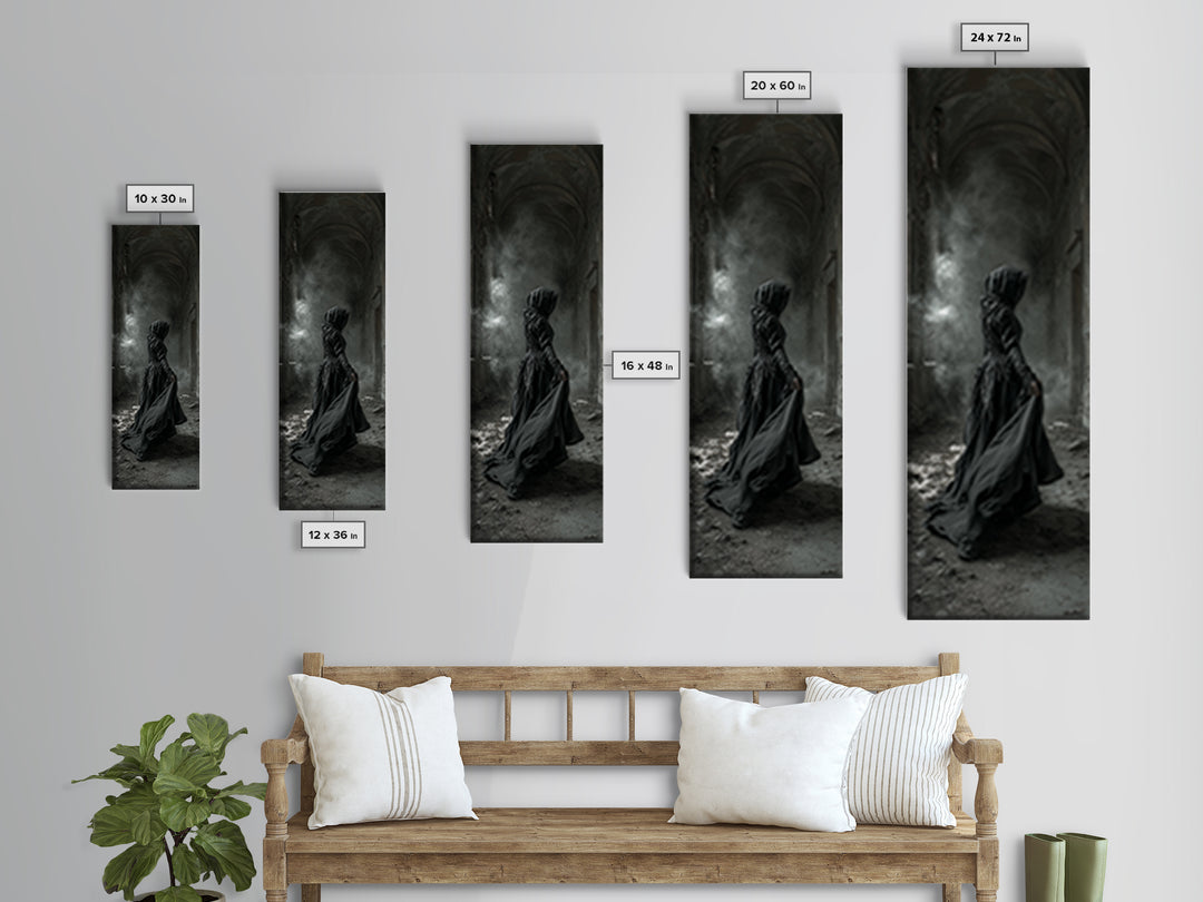 The Derelict Asylum, Tall Narrow Wall Art, Dark Halloween Decor, Canvas Print, Halloween Wall Decor, Gothic Home Decor, Macabre Wall Art