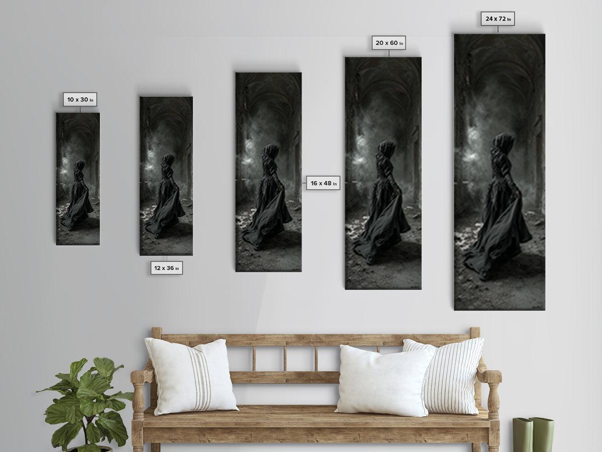 The Derelict Asylum, Tall Narrow Wall Art, Dark Halloween Decor, Canvas Print, Halloween Wall Decor, Gothic Home Decor, Macabre Wall Art
