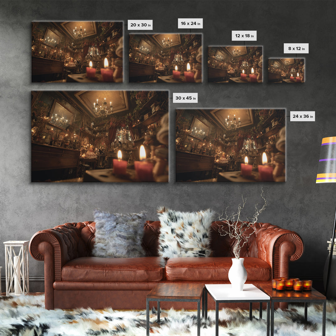 The Midnight Antique Shop, Landscape Wall Art, Dark Halloween Decor, Canvas Print, Halloween Wall Decor, Gothic Home Decor