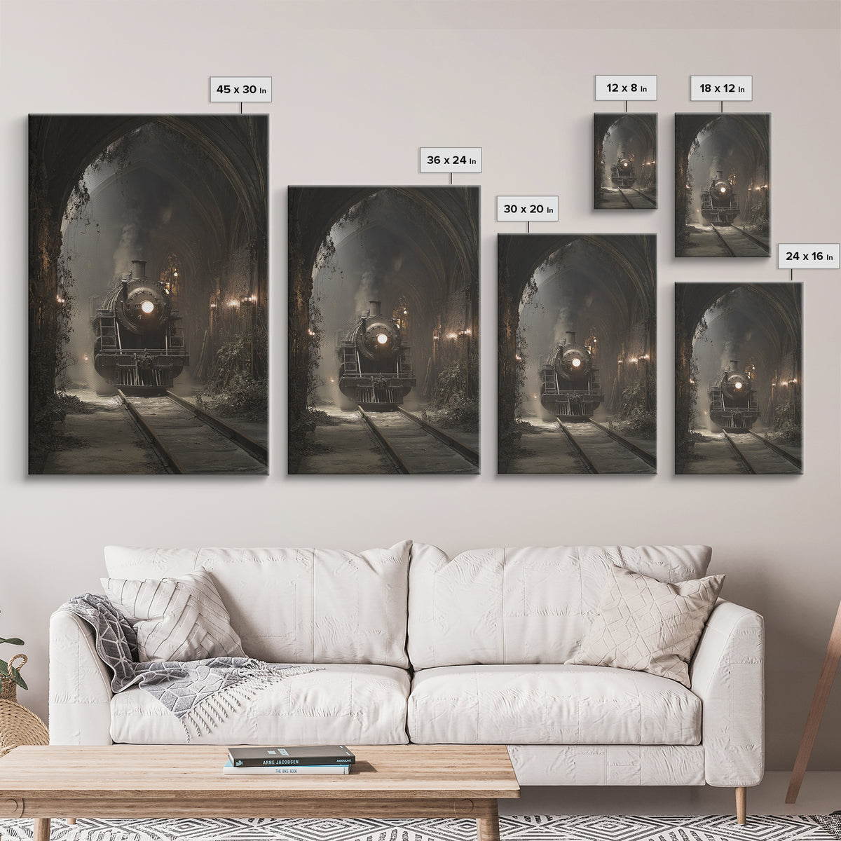 The Abandoned Train Station, Vertical Wall Art, Gothic Horror Wall Art, Framed Canvas Print, Halloween Wall Decor, Gothic Home Decor