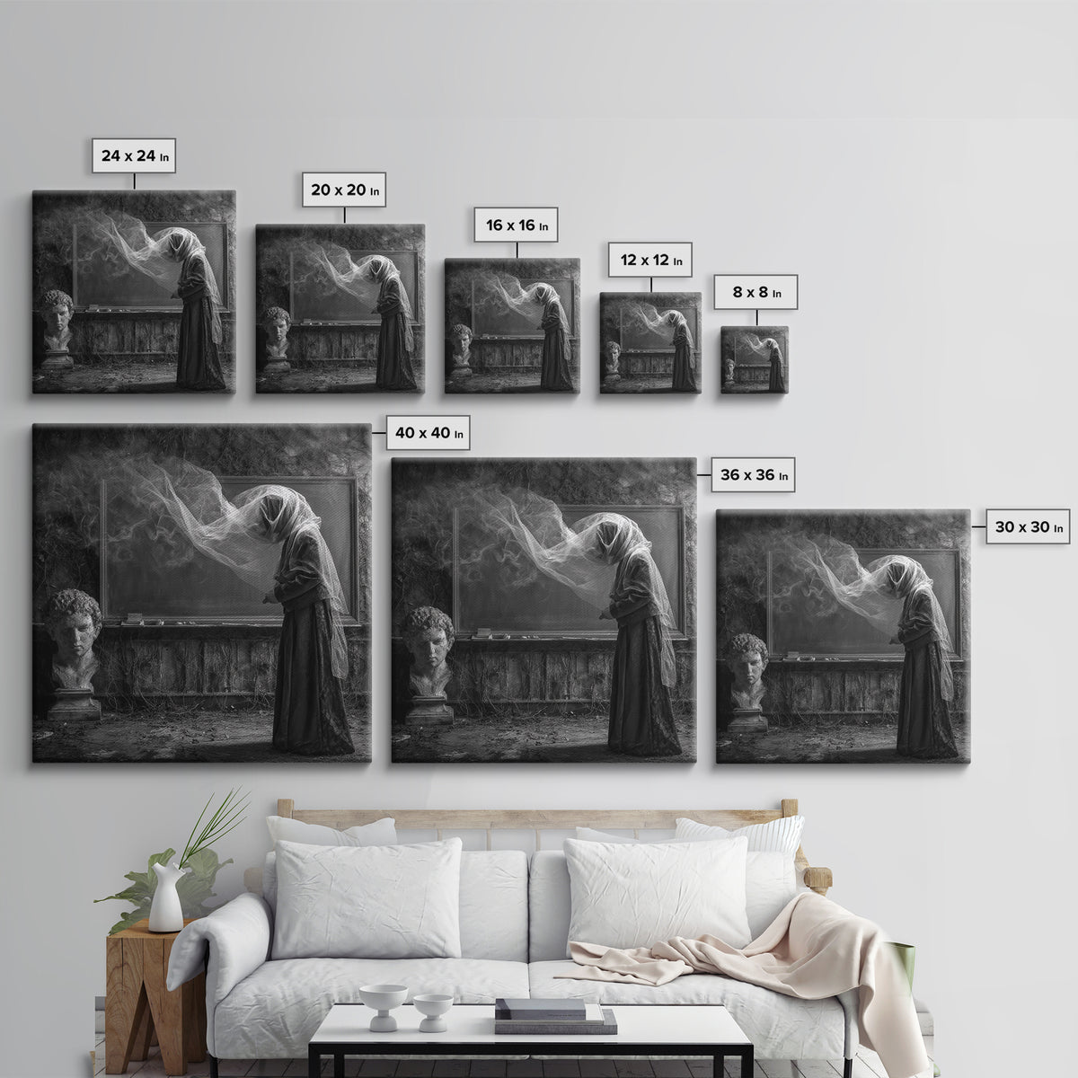 The Silent Schoolhouse, Square Wall Art, Gothic Horror Wall Art, Framed Canvas Print, Halloween Wall Decor, Gothic Home Decor