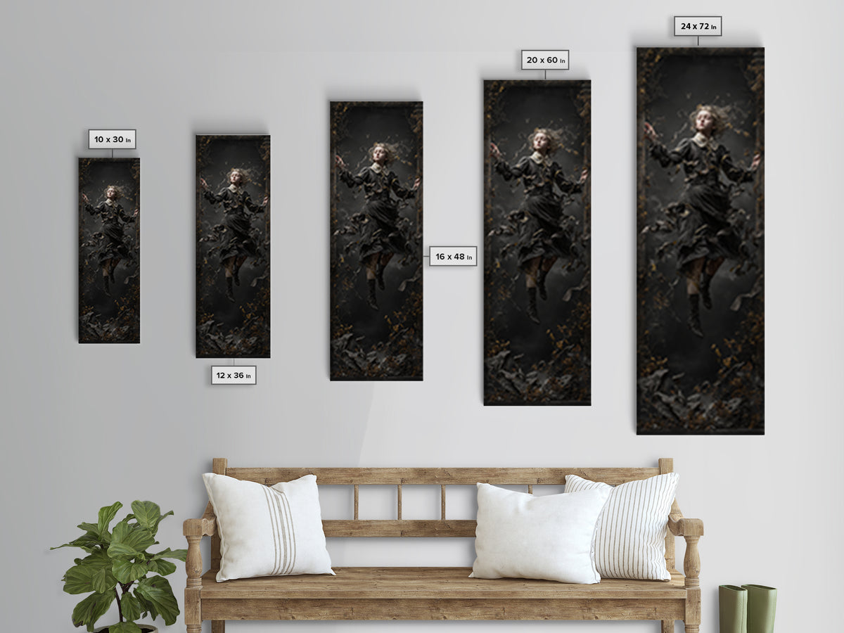 The Silent Schoolhouse, Tall Narrow Wall Art, Macabre Wall Art, Framed Canvas Print, Halloween Wall Decor, Gothic Home Decor