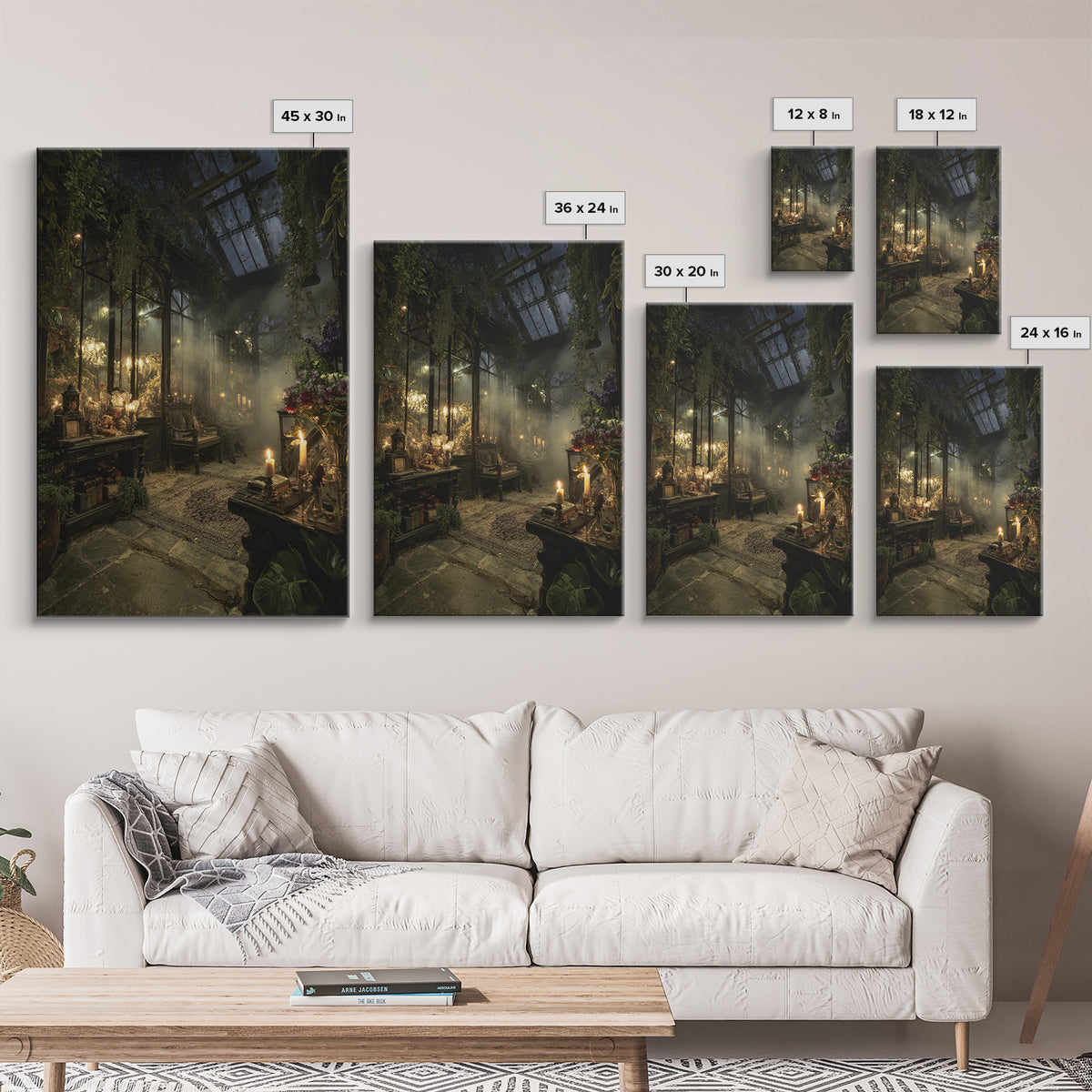The Cemetery Greenhouse, Vertical Wall Art, Dark Fantasy Wall Art, Canvas Print, Halloween Wall Decor, Gothic Home Decor, Halloween Wall Art