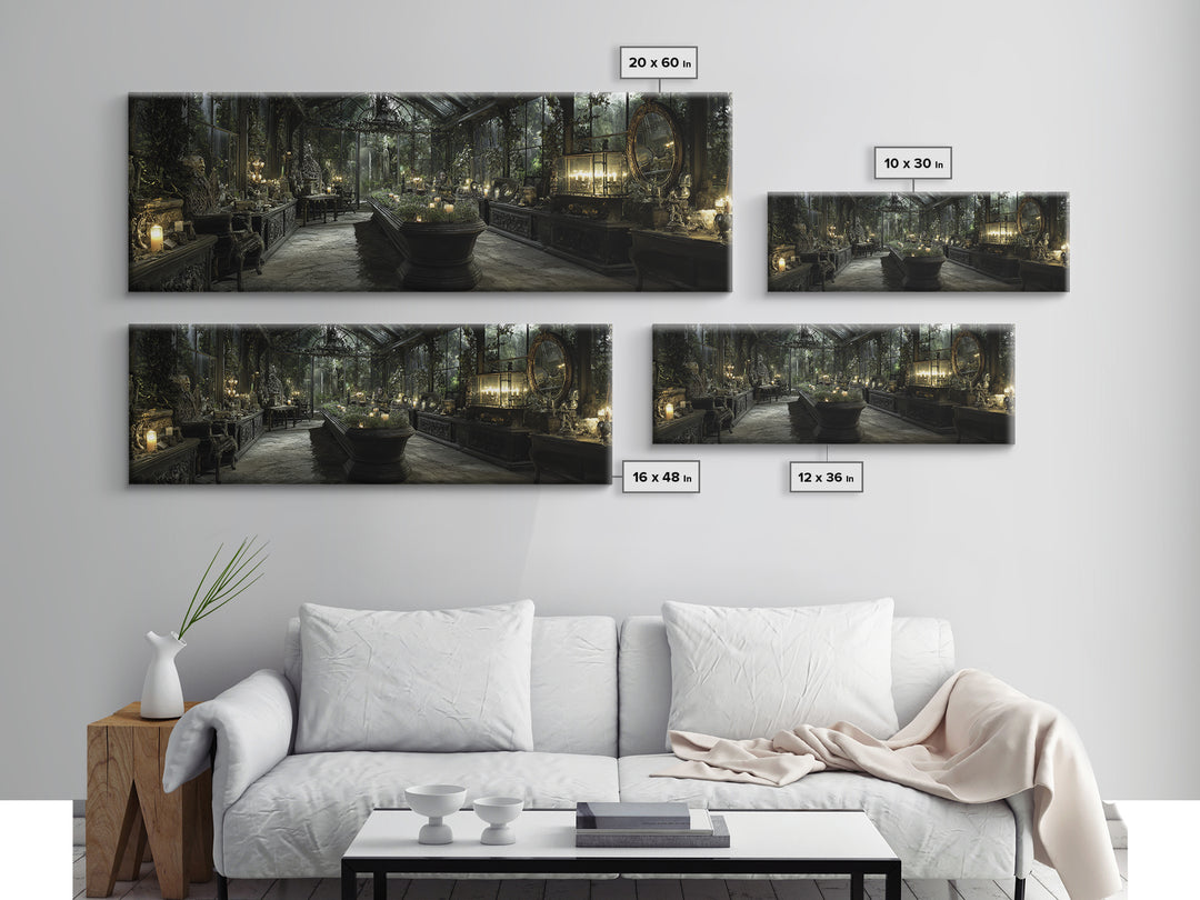 The Cemetery Greenhouse, Extra Wide Wall Art, Spooky Home Decor, Canvas Print, Halloween Wall Decor, Gothic Home Decor, Statement Wall Art