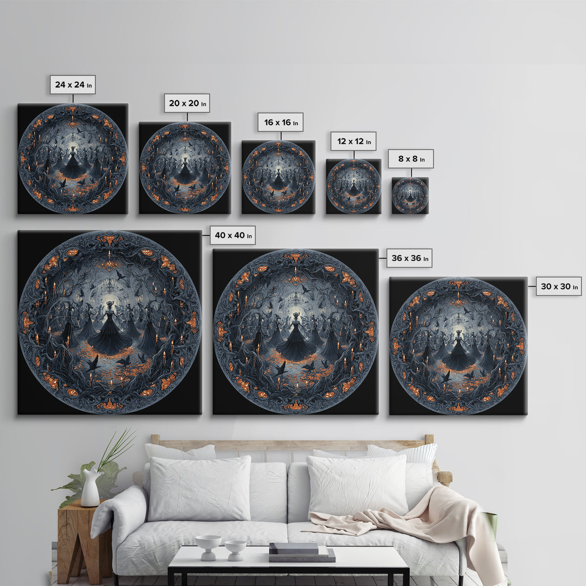 The Midnight Masquerade, Square Wall Art, Spooky Home Decor, Canvas Print, Halloween Wall Decor, Gothic Home Decor, Spooky Wall Decor