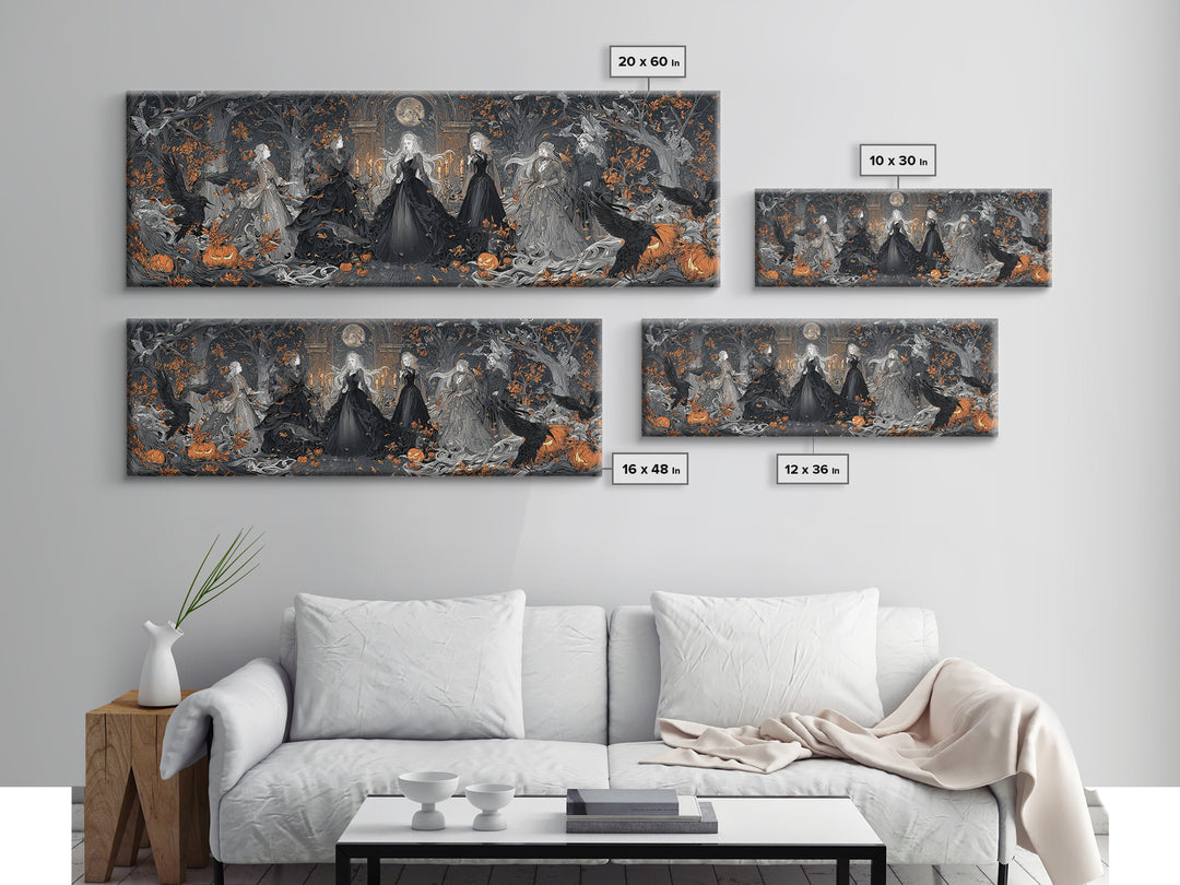 The Midnight Masquerade, Extra Wide Wall Art, Spooky Home Decor, Canvas Print, Halloween Wall Decor, Gothic Home Decor, Statement Wall Art