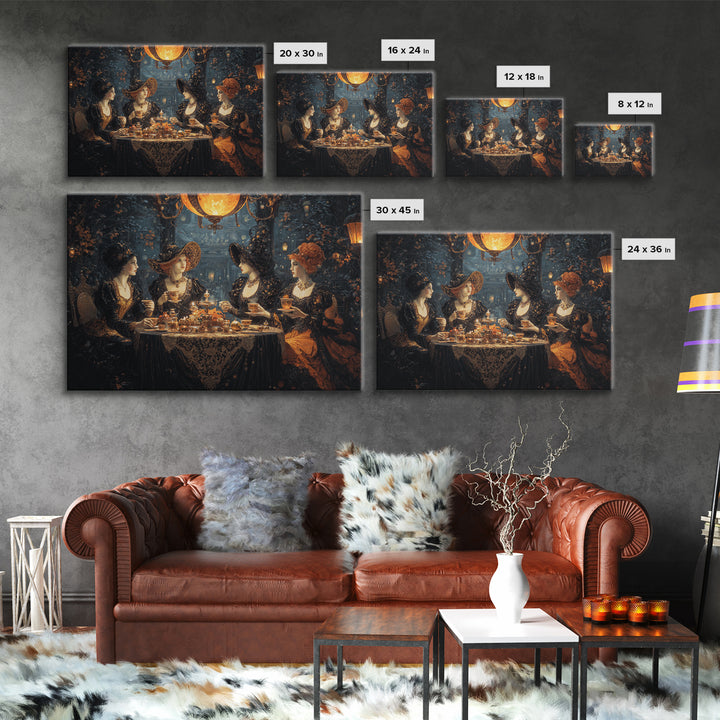 The Witches' Tea Party, Landscape Wall Art, Dark Fantasy Wall Art, Canvas Print, Halloween Wall Decor, Gothic Home Decor