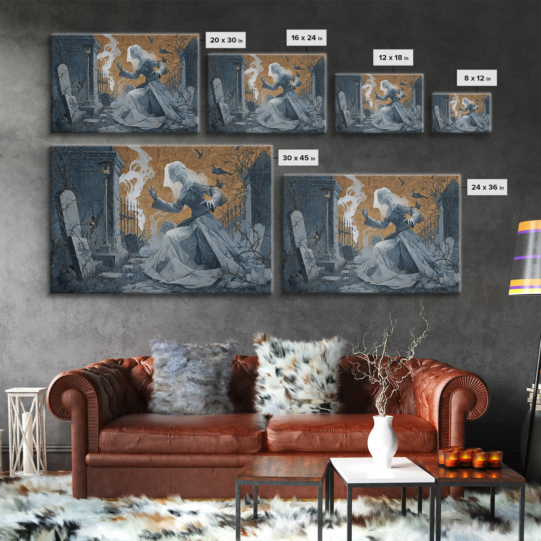The Ghost Wedding, Landscape Wall Art, Dark Fantasy Wall Art, Canvas Print, Halloween Wall Decor, Gothic Home Decor, Statement Wall Art