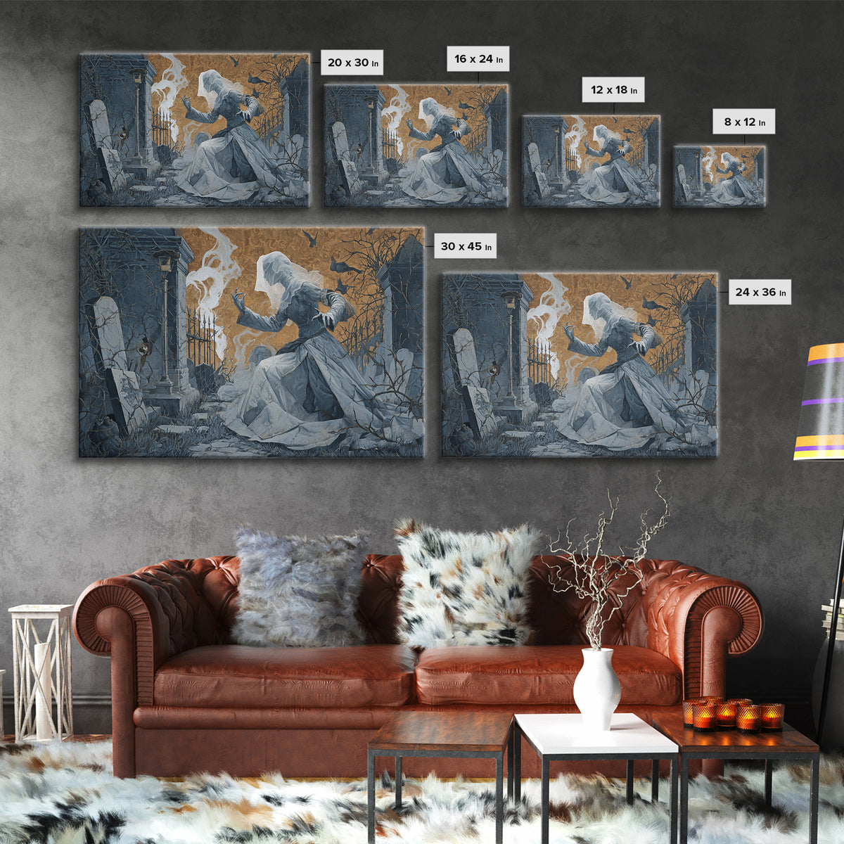 The Ghost Wedding, Landscape Wall Art, Dark Fantasy Wall Art, Canvas Print, Halloween Wall Decor, Gothic Home Decor, Statement Wall Art