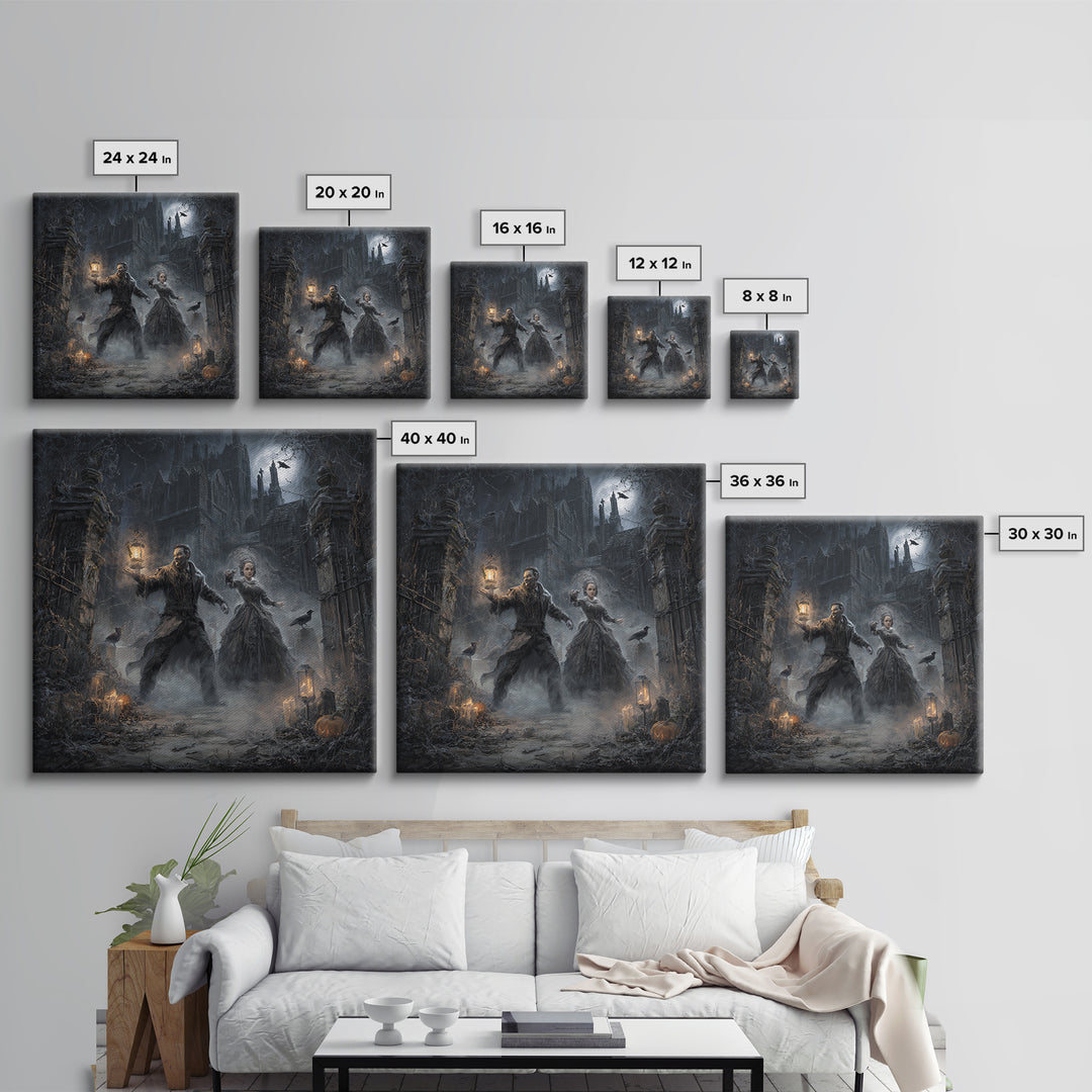 The Ghost Wedding, Square Wall Art, Gothic Horror Wall Art, Framed Canvas Print, Halloween Wall Decor, Gothic Home Decor, Halloween Decor