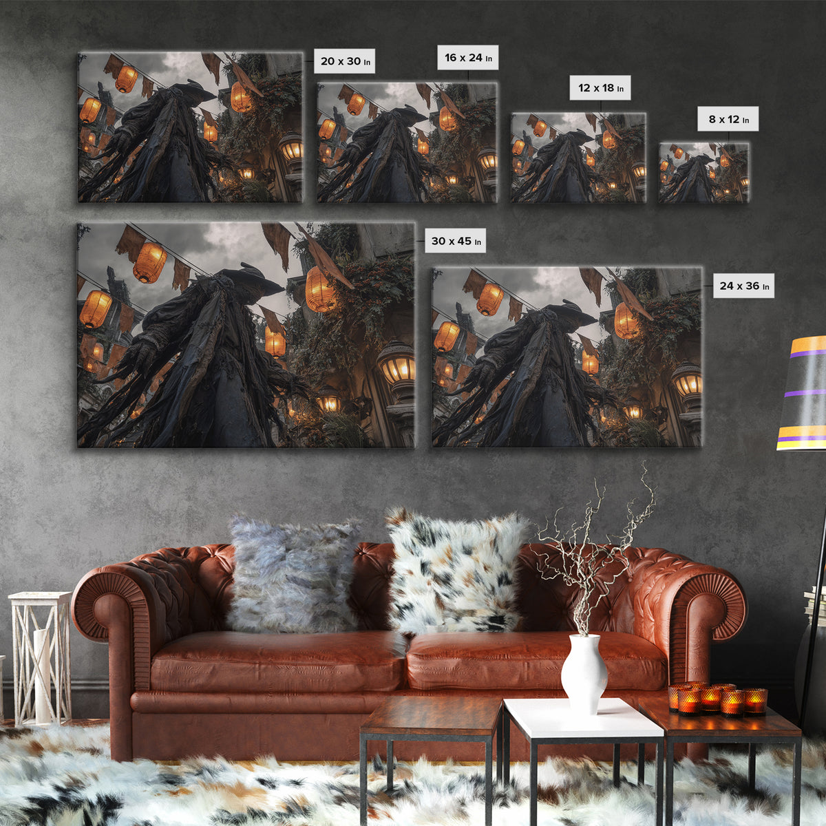The Monster Parade, Landscape Wall Art, Spooky Home Decor, Canvas Print, Halloween Wall Decor, Gothic Home Decor, Dark Fantasy Art