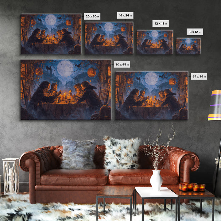 The Candlelit Seance, Landscape Wall Art, Gothic Horror Wall Art, Framed Canvas Print, Halloween Wall Decor, Gothic Home Decor