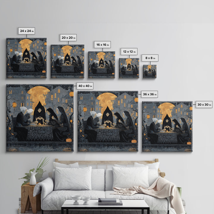 The Candlelit Seance, Square Wall Art, Dark Halloween Decor, Canvas Print, Halloween Wall Decor, Gothic Home Decor, Spooky Wall Decor