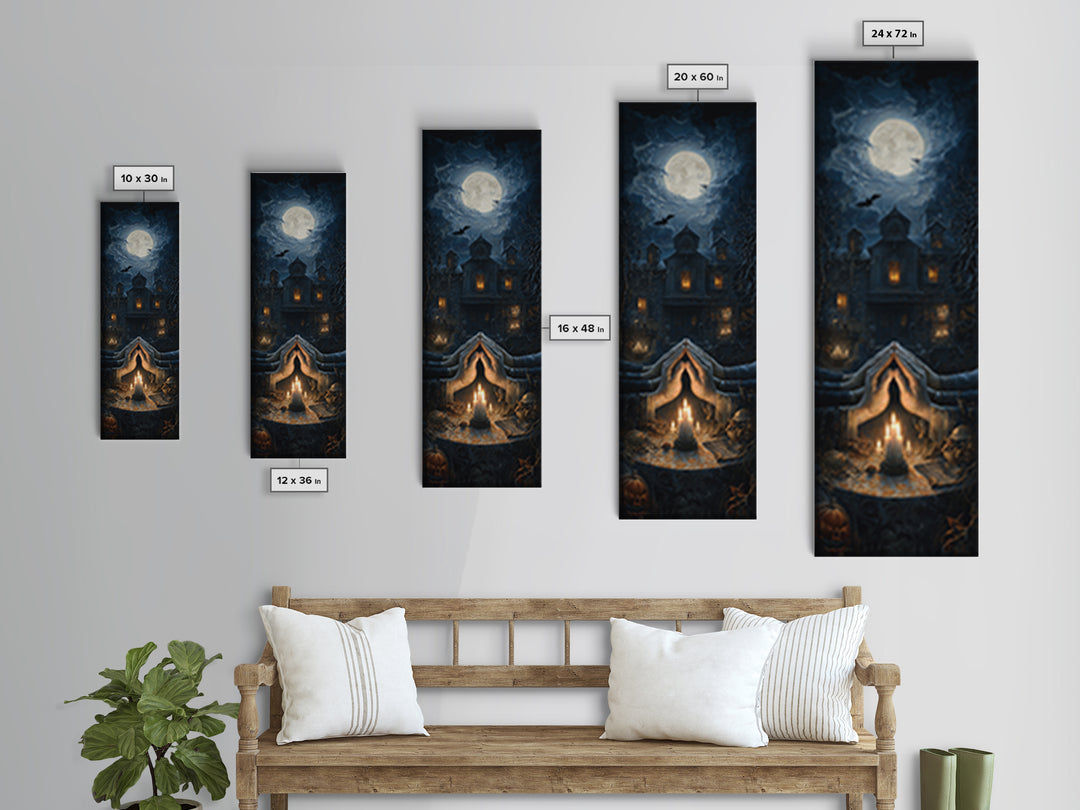 The Candlelit Seance, Tall Narrow Wall Art, Dark Fantasy Wall Art, Canvas Print, Halloween Wall Decor, Gothic Home Decor, Halloween Decor