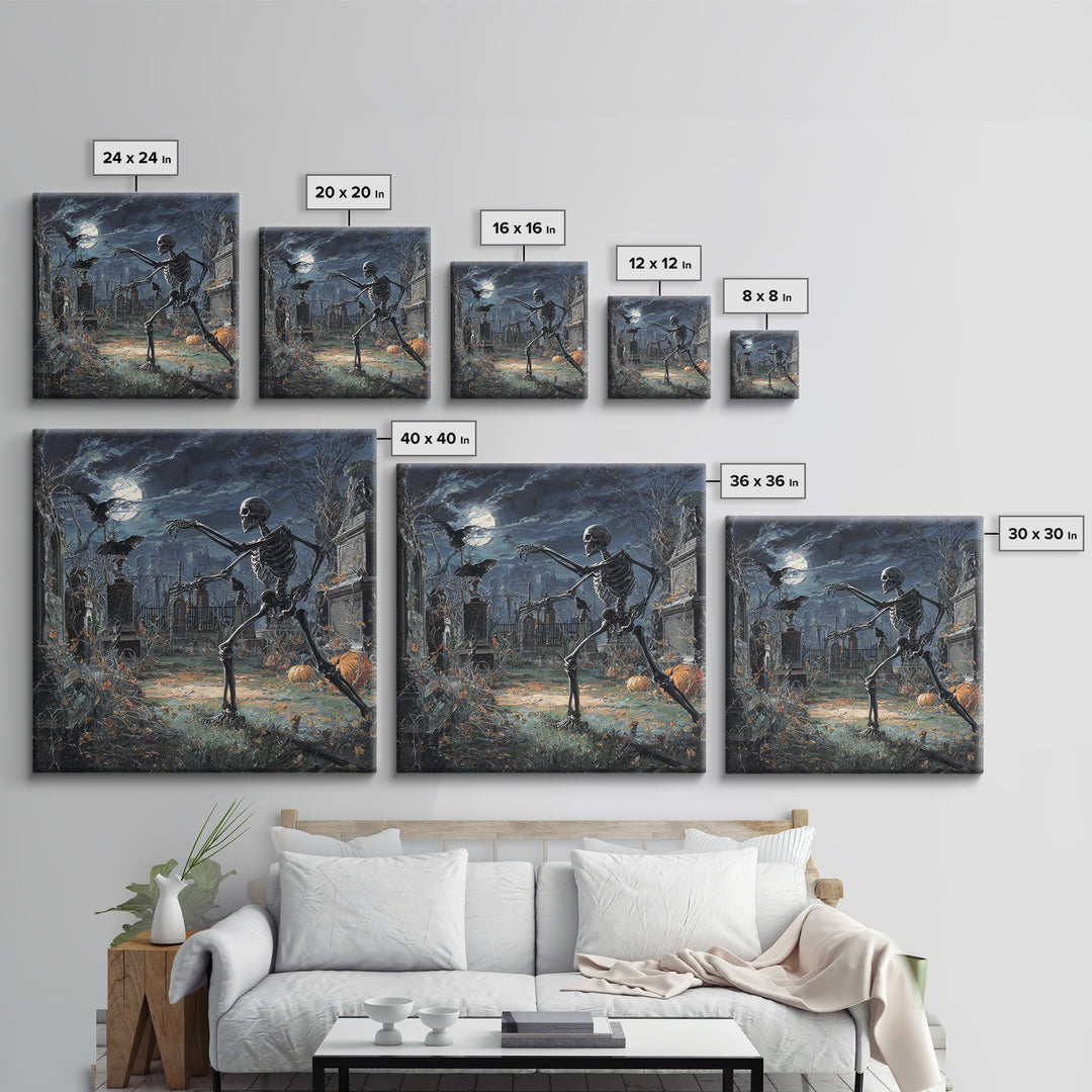 The Graveyard Dance, Square Wall Art, Dark Fantasy Wall Art, Canvas Print, Halloween Wall Decor, Gothic Home Decor, Statement Wall Art