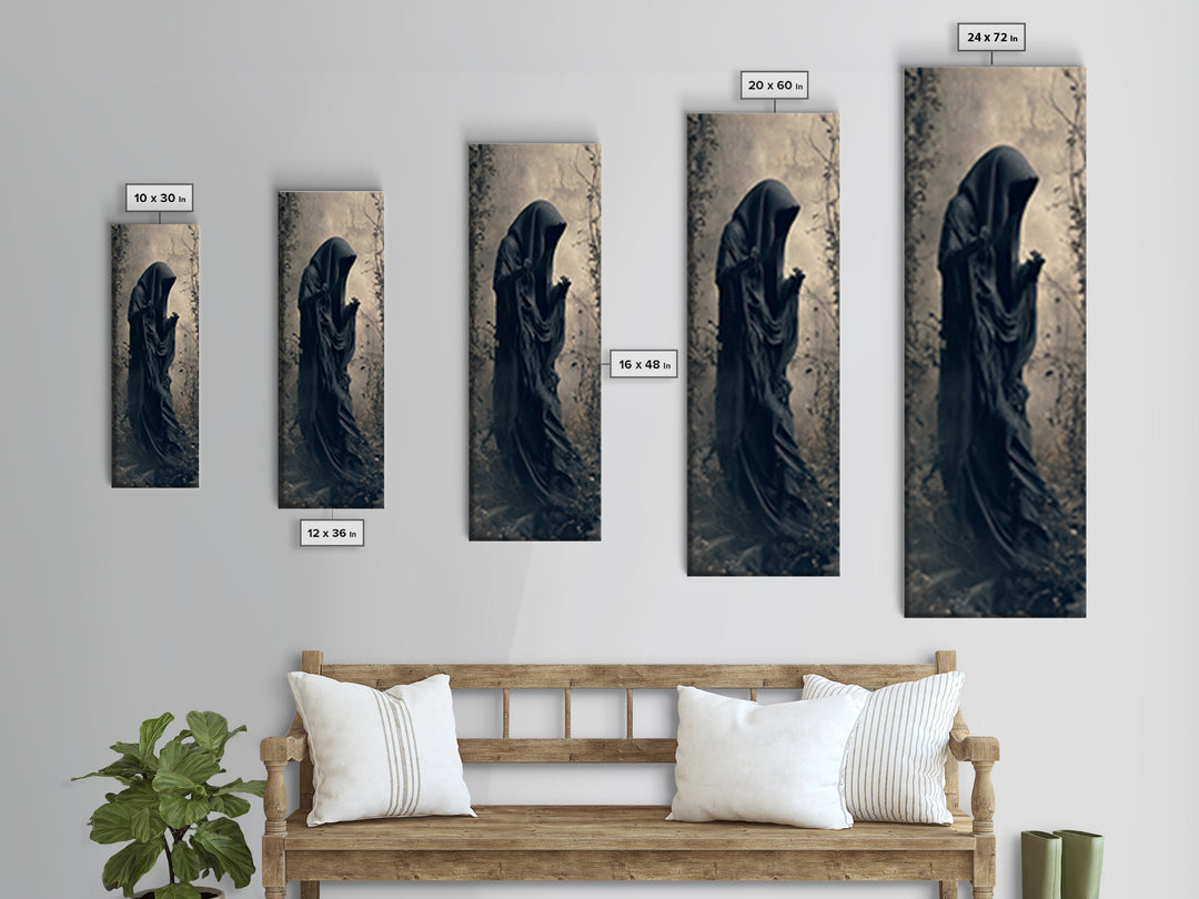 The Haunted Hayride, Tall Narrow Wall Art, Gothic Horror Wall Art, Framed Canvas Print, Halloween Wall Decor, Gothic Home Decor