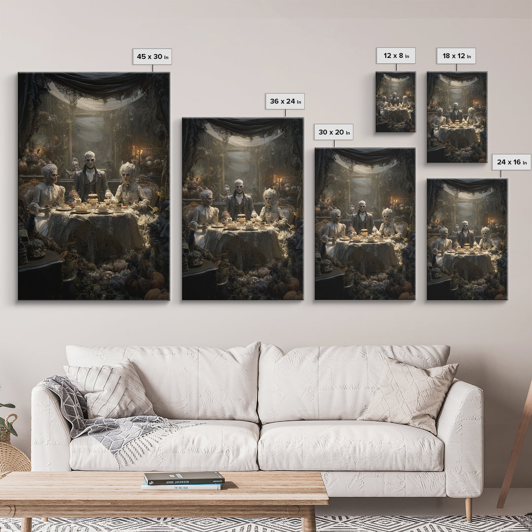 The Zombie Picnic, Vertical Wall Art, Spooky Home Decor, Canvas Print, Halloween Wall Decor, Gothic Home Decor, Halloween Wall Art