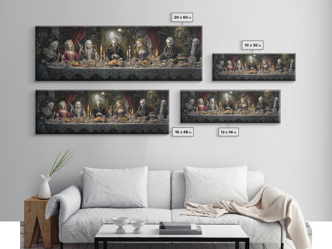 The Zombie Picnic, Extra Wide Wall Art, Dark Halloween Decor, Canvas Print, Halloween Wall Decor, Gothic Home Decor, Spooky Wall Decor