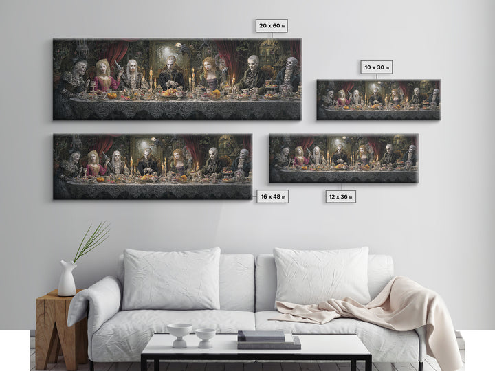 The Zombie Picnic, Extra Wide Wall Art, Dark Halloween Decor, Canvas Print, Halloween Wall Decor, Gothic Home Decor, Spooky Wall Decor