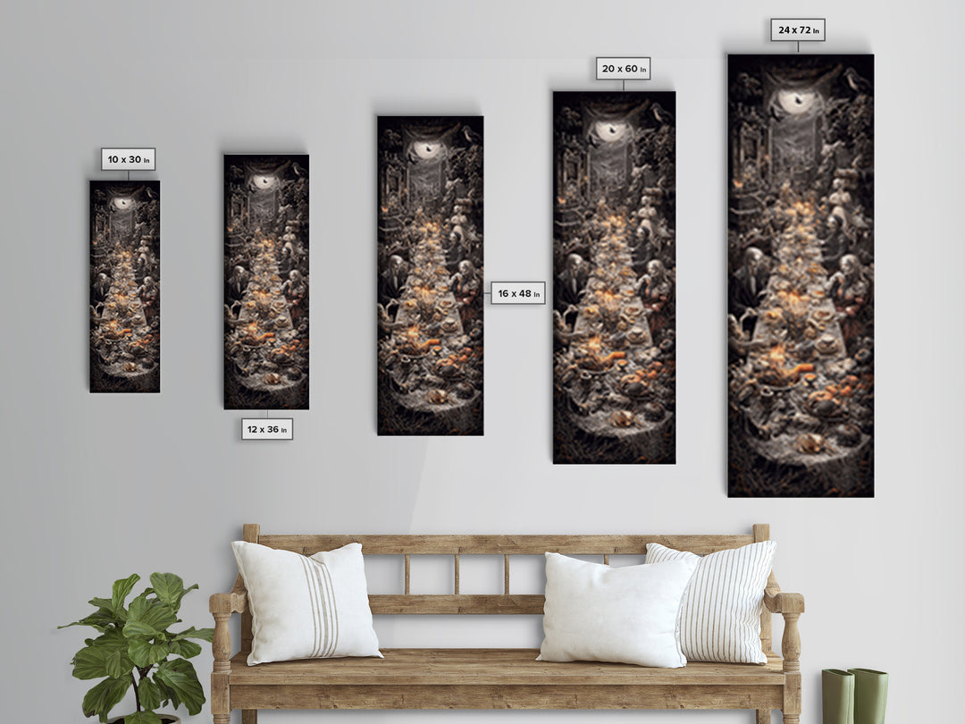 The Zombie Picnic, Tall Narrow Wall Art, Dark Halloween Decor, Canvas Print, Halloween Wall Decor, Gothic Home Decor, Statement Wall Art