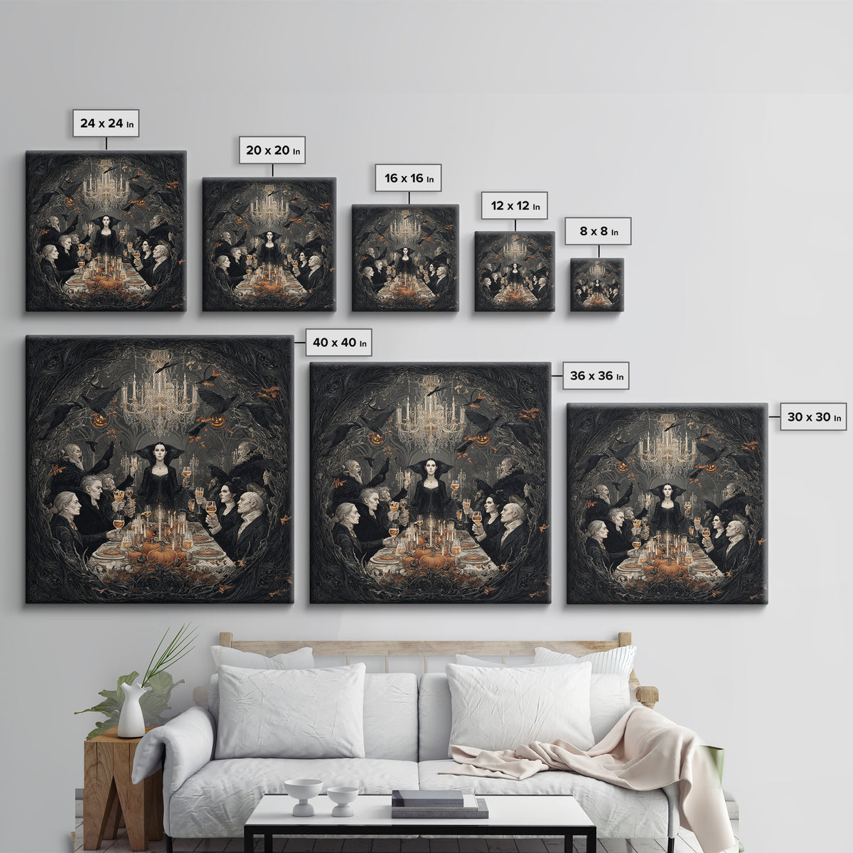 The Vampire Banquet, Square Wall Art, Dark Fantasy Wall Art, Canvas Print, Halloween Wall Decor, Gothic Home Decor, Seasonal Home Decor