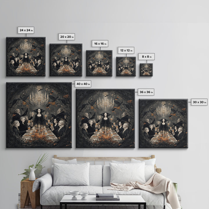 The Vampire Banquet, Square Wall Art, Dark Fantasy Wall Art, Canvas Print, Halloween Wall Decor, Gothic Home Decor, Seasonal Home Decor